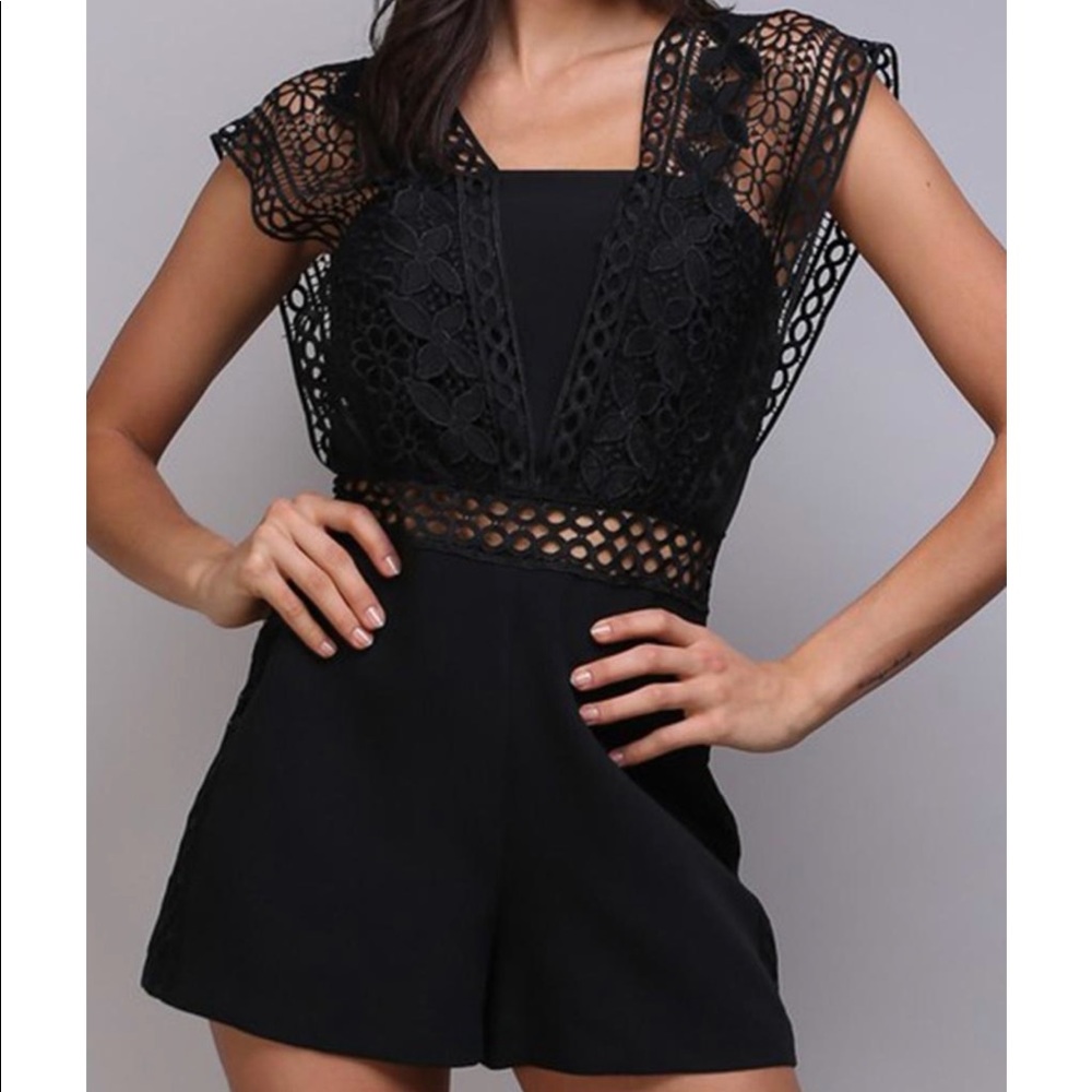 Black Crochet Romper